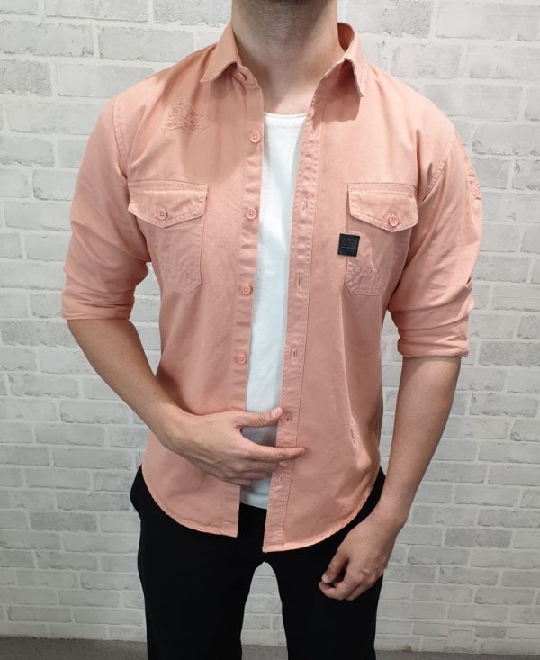 Urban Pink Ripped Denim Casual Shirt