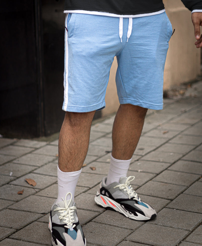 Sky Blue Double Side Stripe Shorts