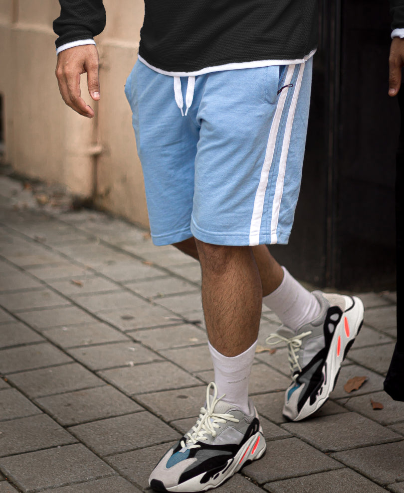 Sky Blue Double Side Stripe Shorts