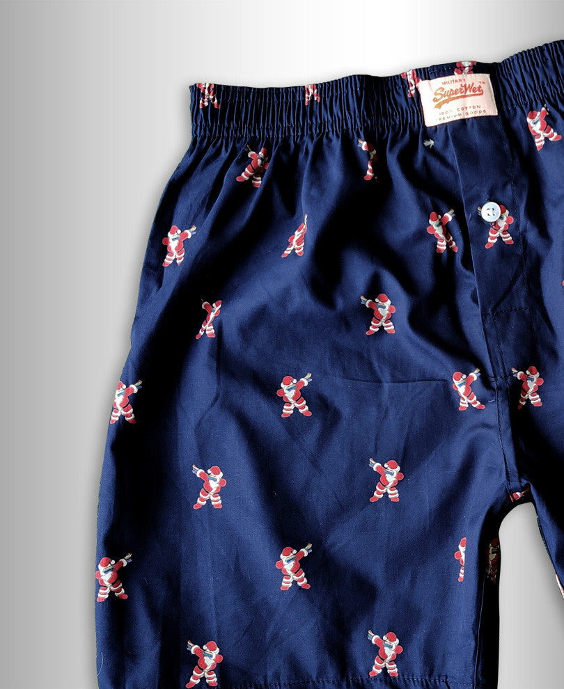 Navy Blue Dab Santa Print Boxer