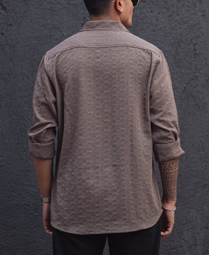 Brown Structured Full Sleeves Shirt