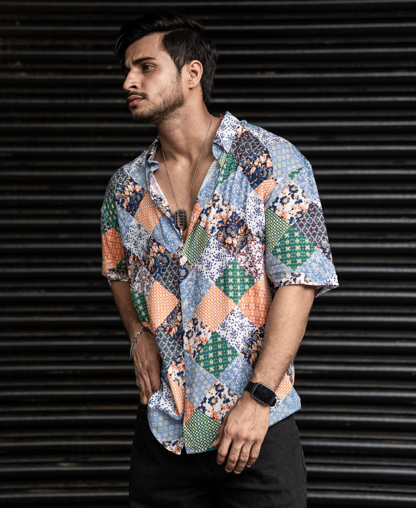 Multi Color Floral Print Oversize Drop Shoulder Shirt