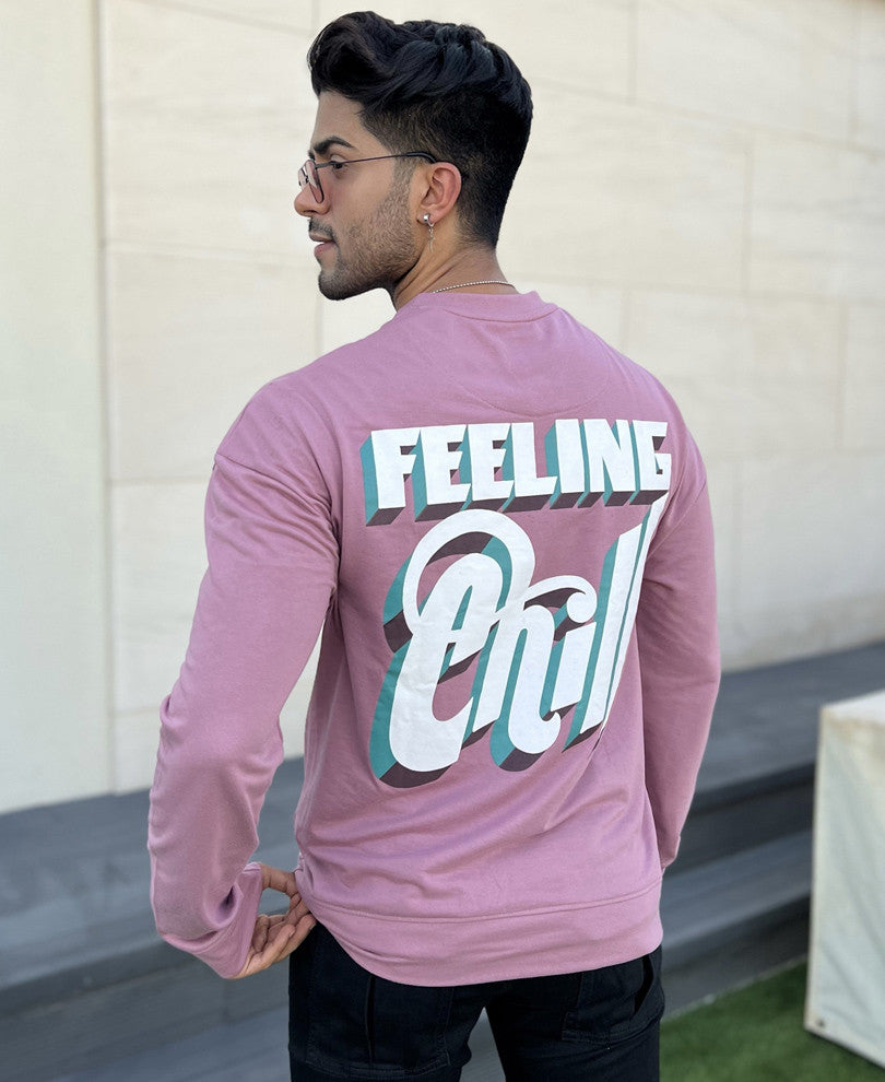 Peach Feeling Chill Back Print Oversize Drop Shoulder T Shirt
