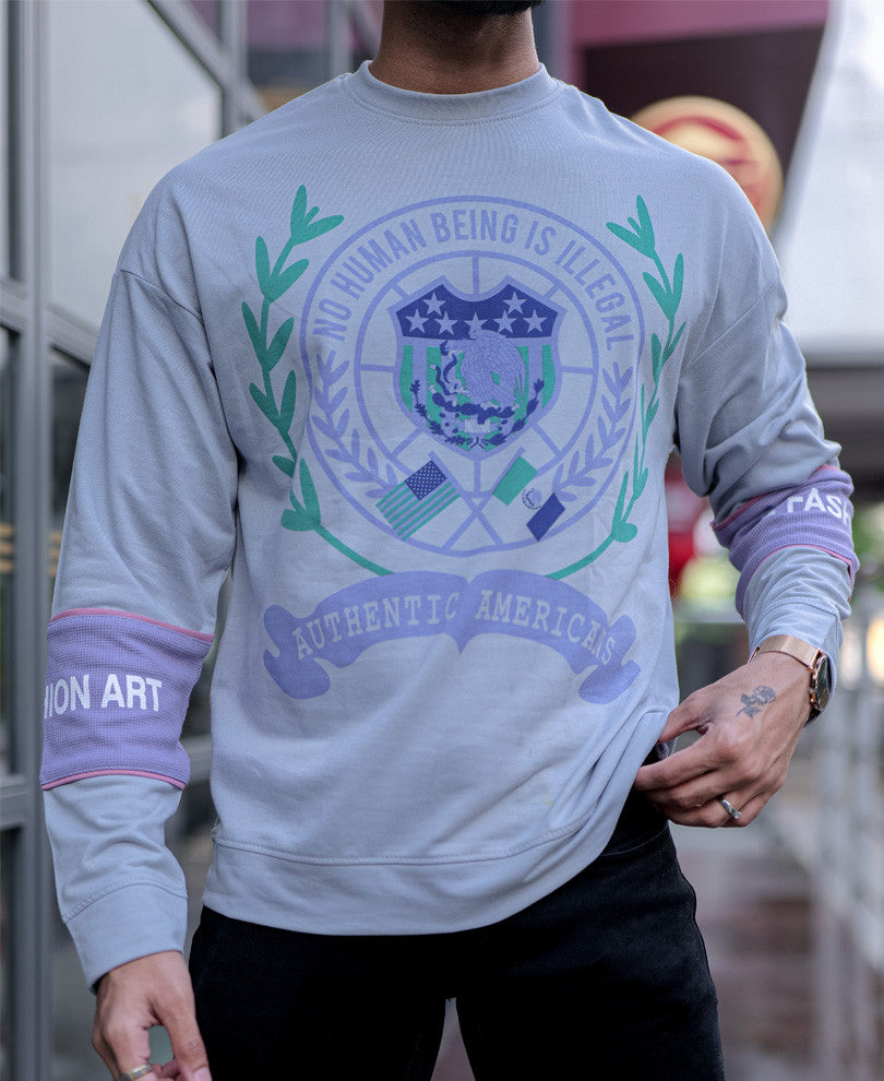 Grey The Fashion Art Print Oversize Drop Shoulder Sweatshirt