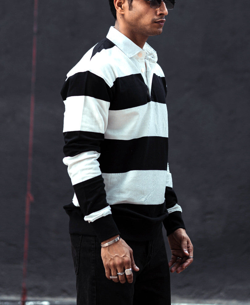 Black And White Striped Oversize Drop Shoulder T Shirt