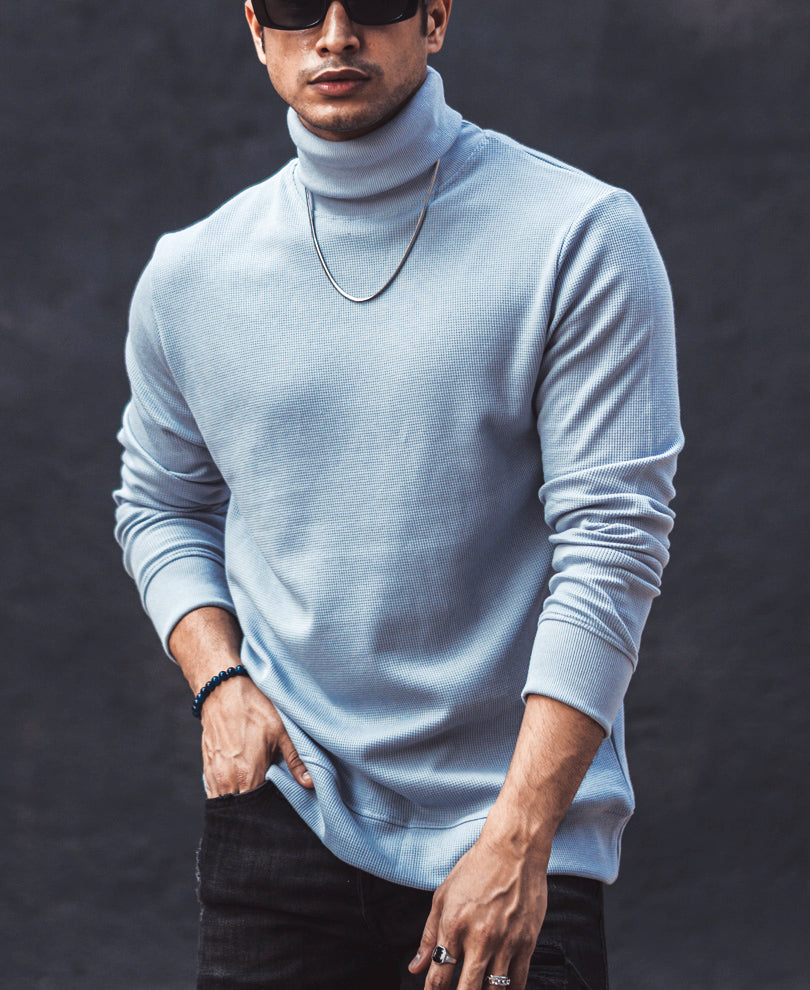 Grey Polo Neck Full Sleeves T Shirt