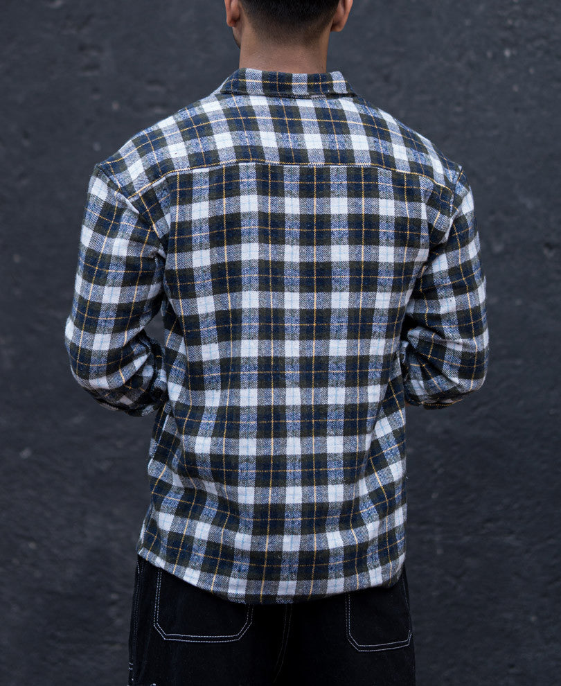 Green Pocket Checks Oversize Drop Shoulder Shirt