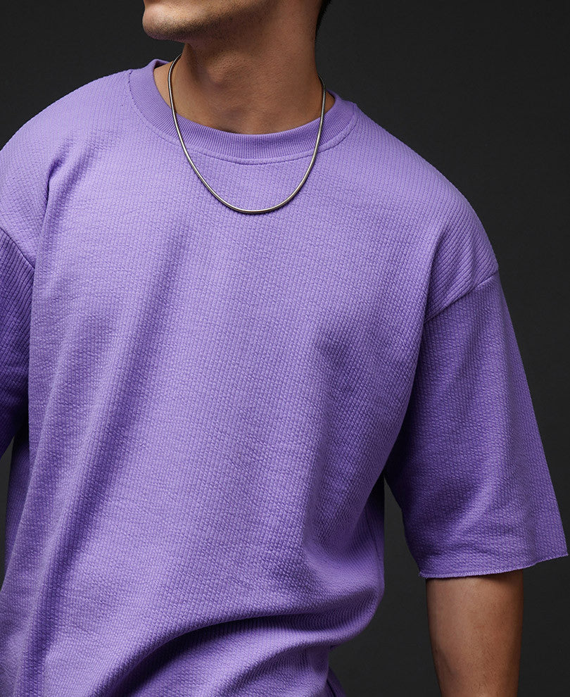 Urban Purple Solid Oversize Drop Shoulder T Shirt