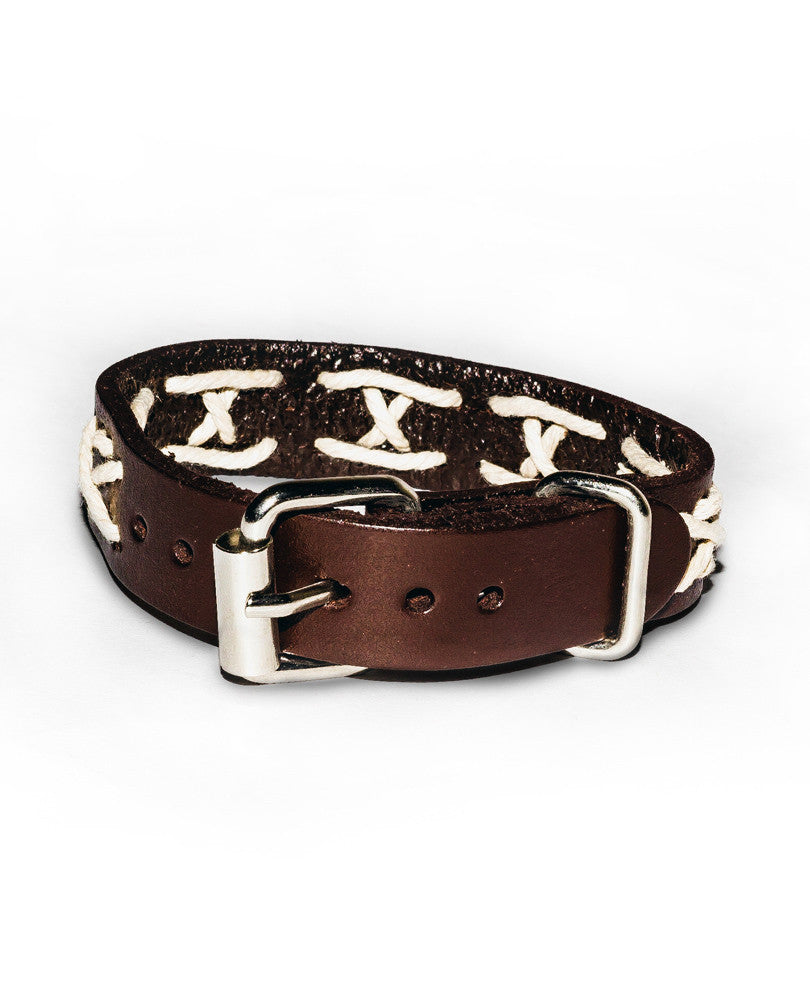 Mens Brown X Wristband With Lock