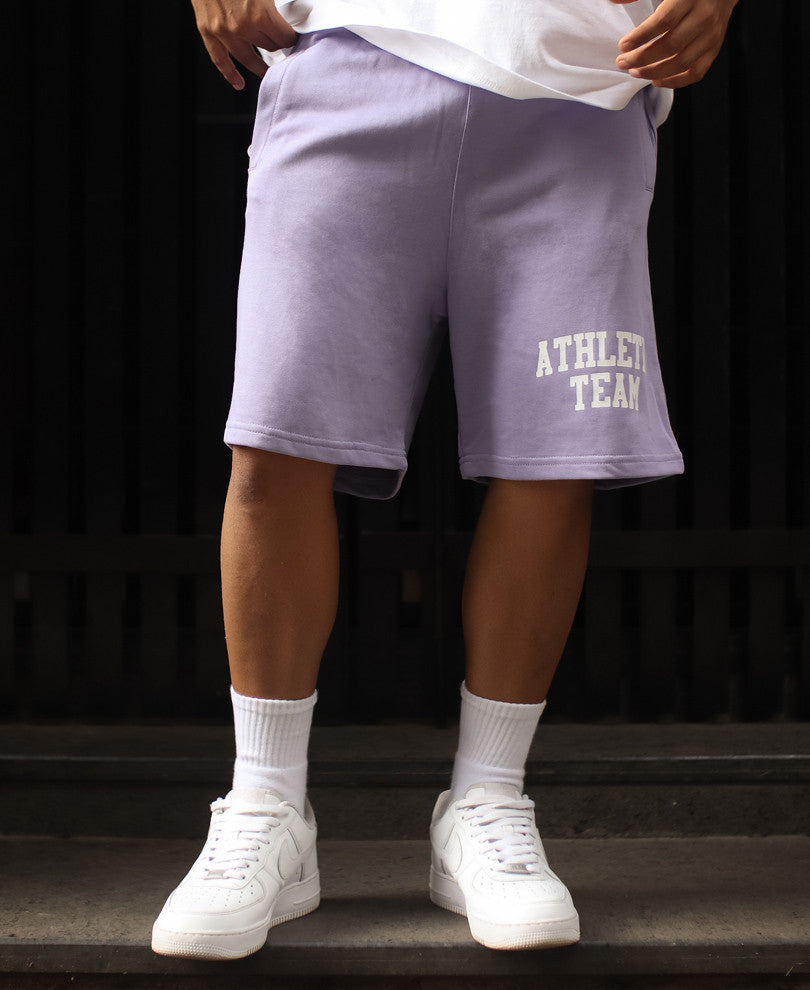 Purple Athletic Team Print Shorts