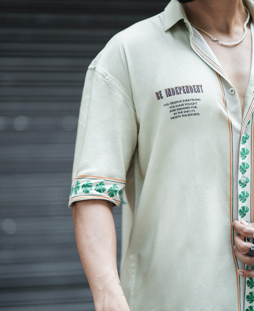 Pista Be Independent Back Print Oversize Drop Shoulder Shirt