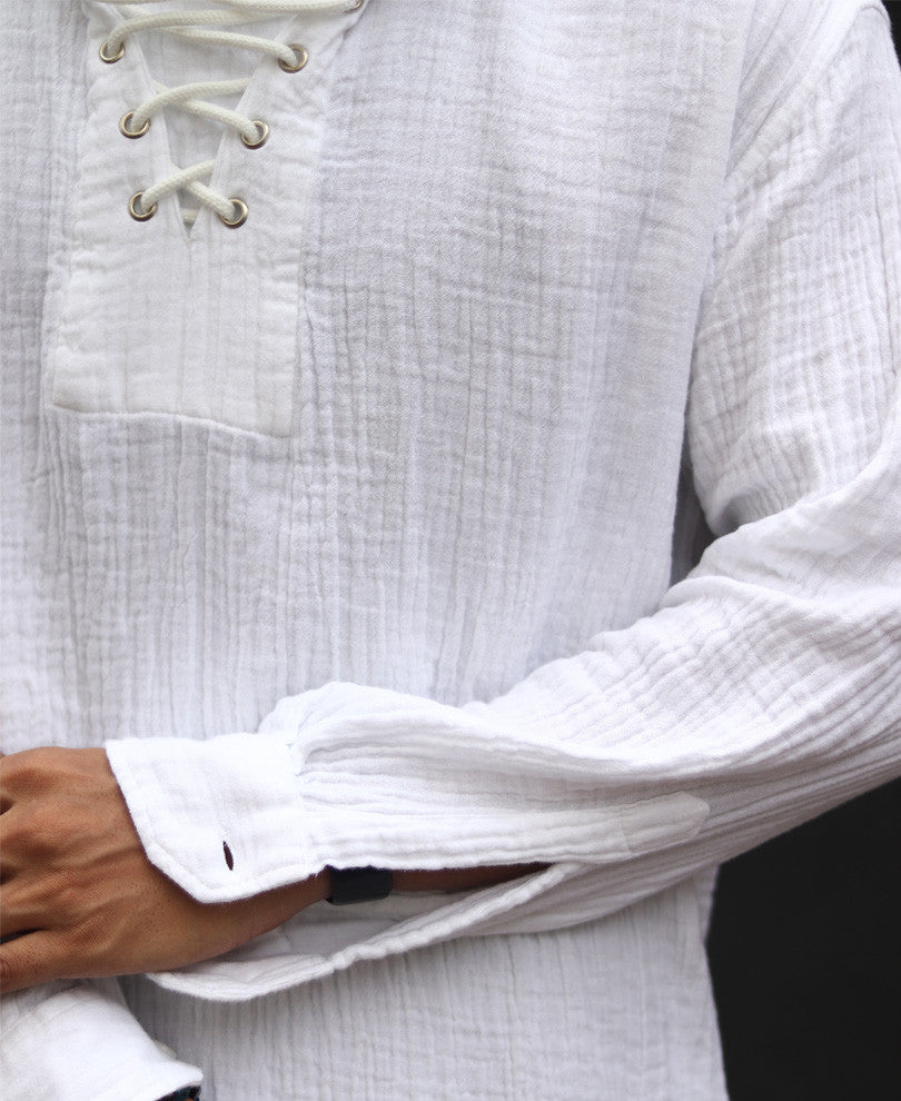 White Hoodie Oversize Drop Shoulder Shirt
