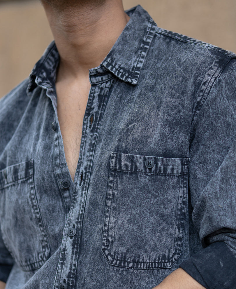 Carbon Black Regular Fit Full Sleeves Shirt