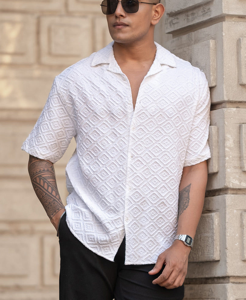 White Structured Cuban Shirt