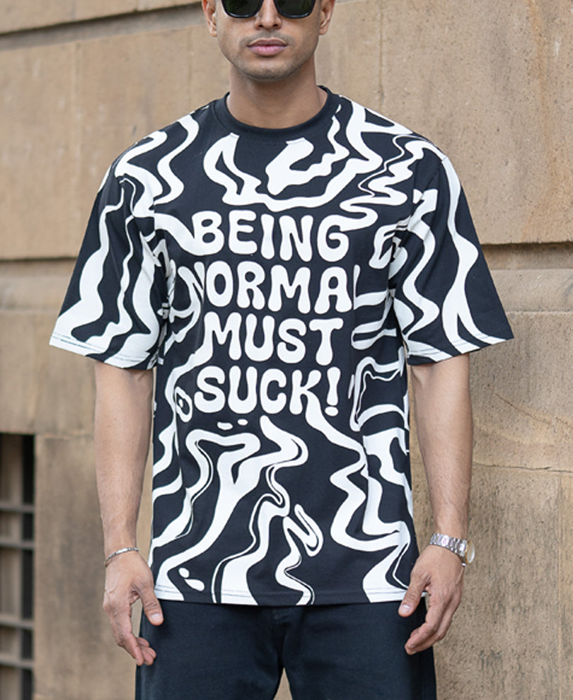 Black Half Sleeves Oversized Printed T-Shirt