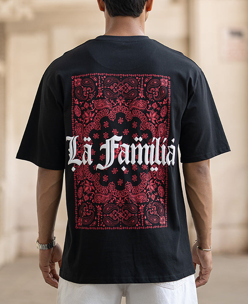 Black Printed Half Sleeves Oversized T-Shirt
