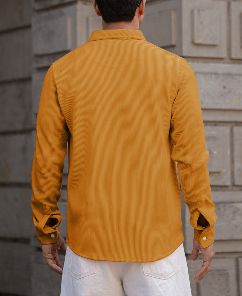 Mustard Regular Fit Full Sleeves Shirt