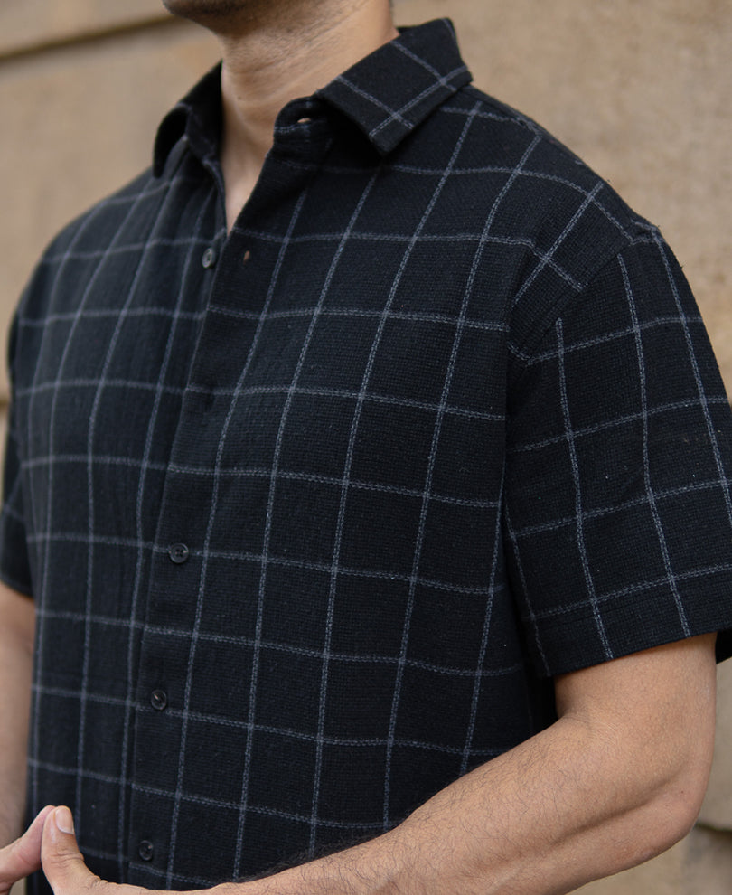 Black Structured Checks Shirt