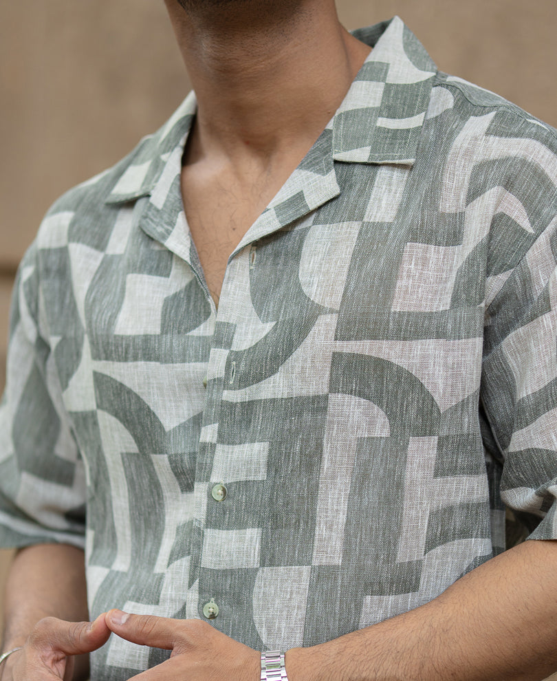 Olive Half Sleeves Oversized Shirt