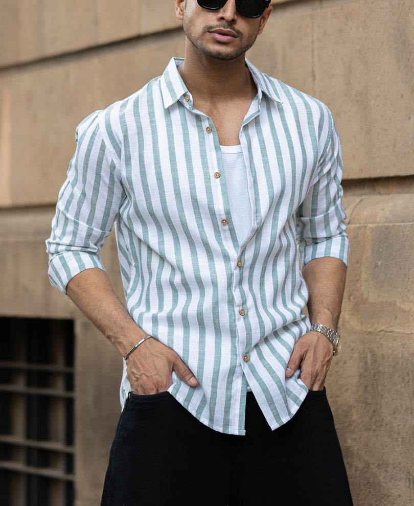 Green Broad Stripe Lightweight Shirt