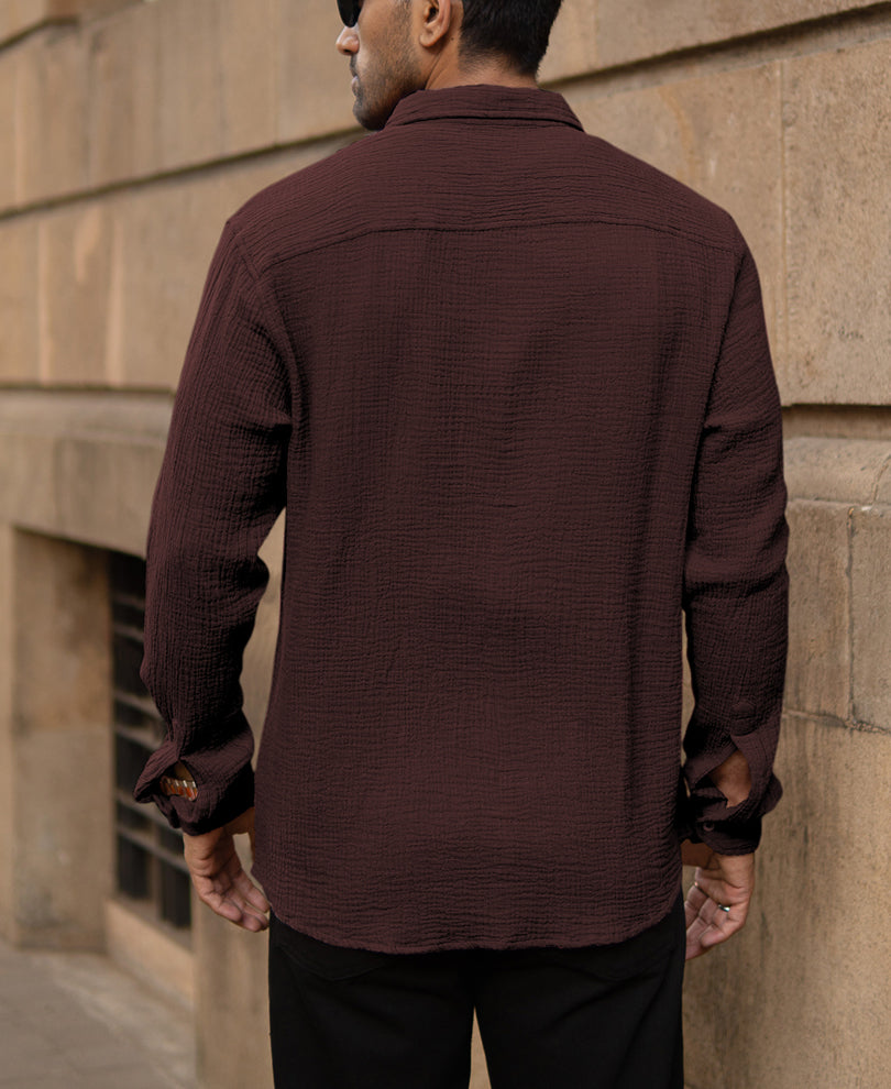Cocoa Brown Crinkled Shirt