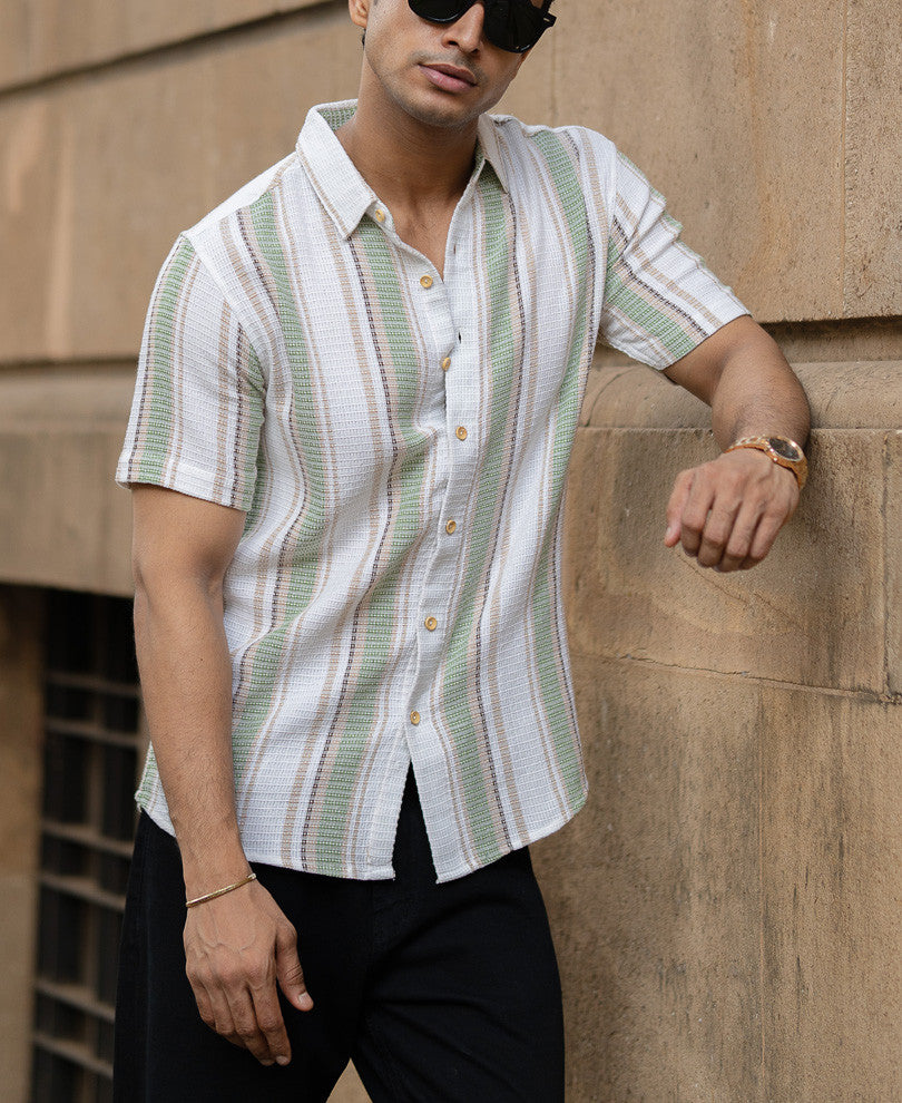 Multi Colour Regular Fit Structured Half Sleeves Shirt