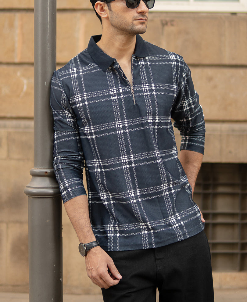 Dark Navy Regular Fit Full Sleeves T-Shirt