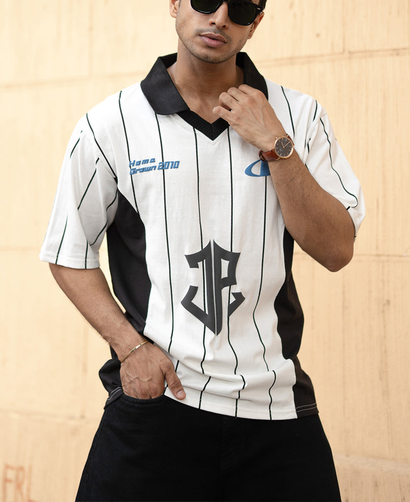 White And Black Panel Print T-Shirt
