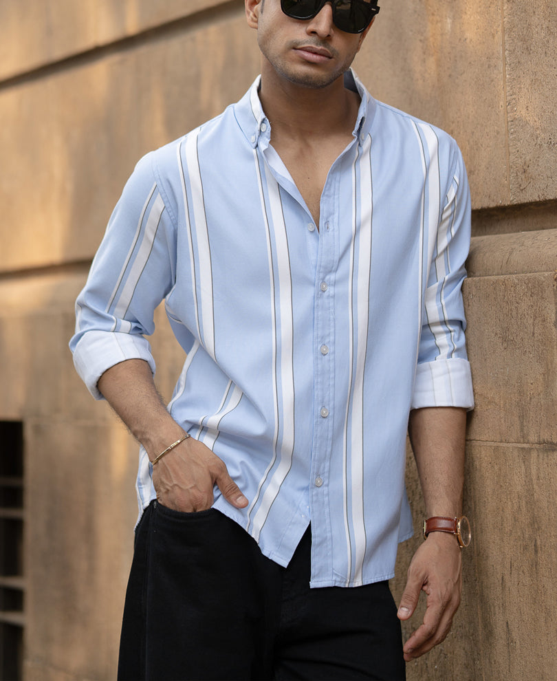 Light Blue Broad Stripe Shirt