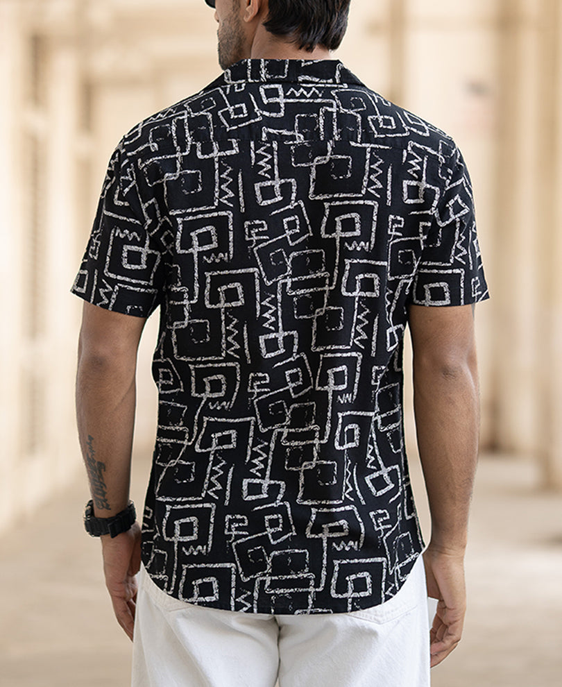Black Cuban Printed Shirt