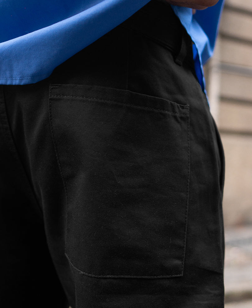Black Cotton Trousers With Belt
