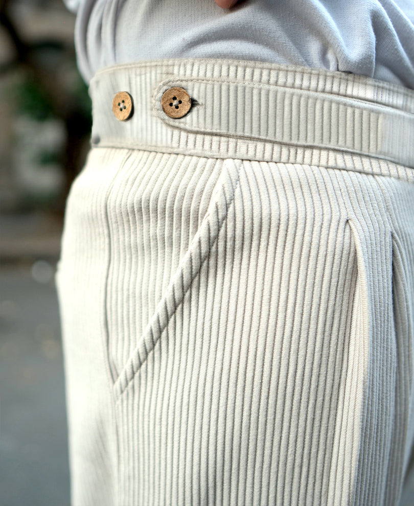Beige Regular Fit Corduroy Pant
