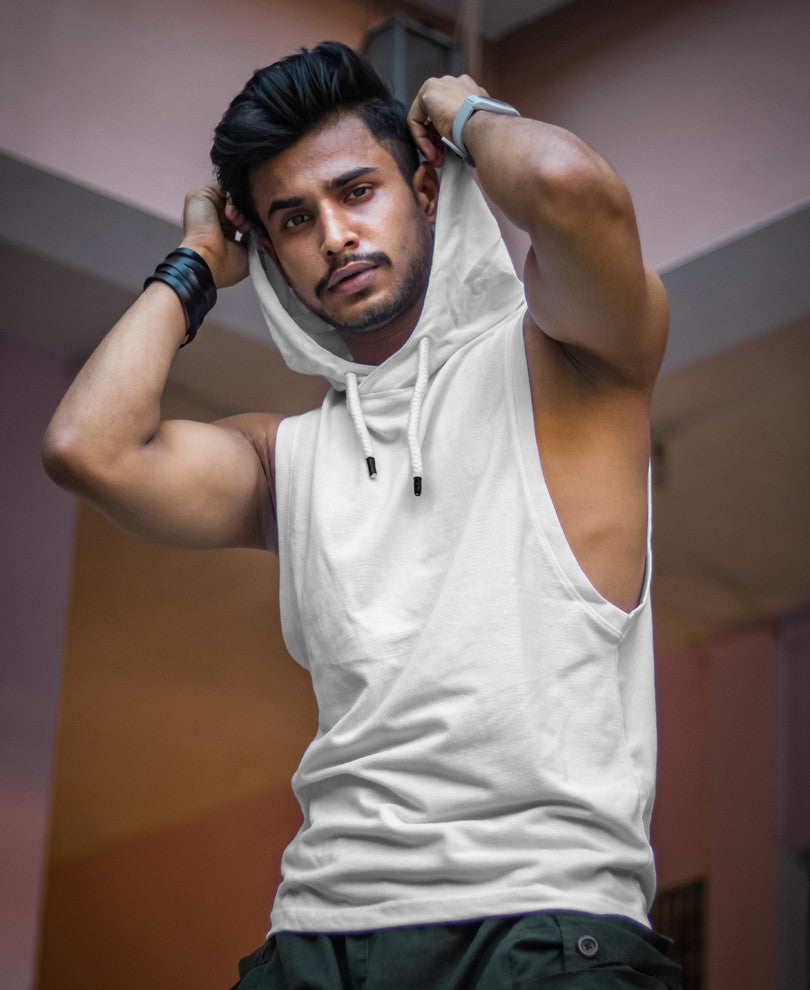 Acro Grey Tank Top With Hood Gym Vest
