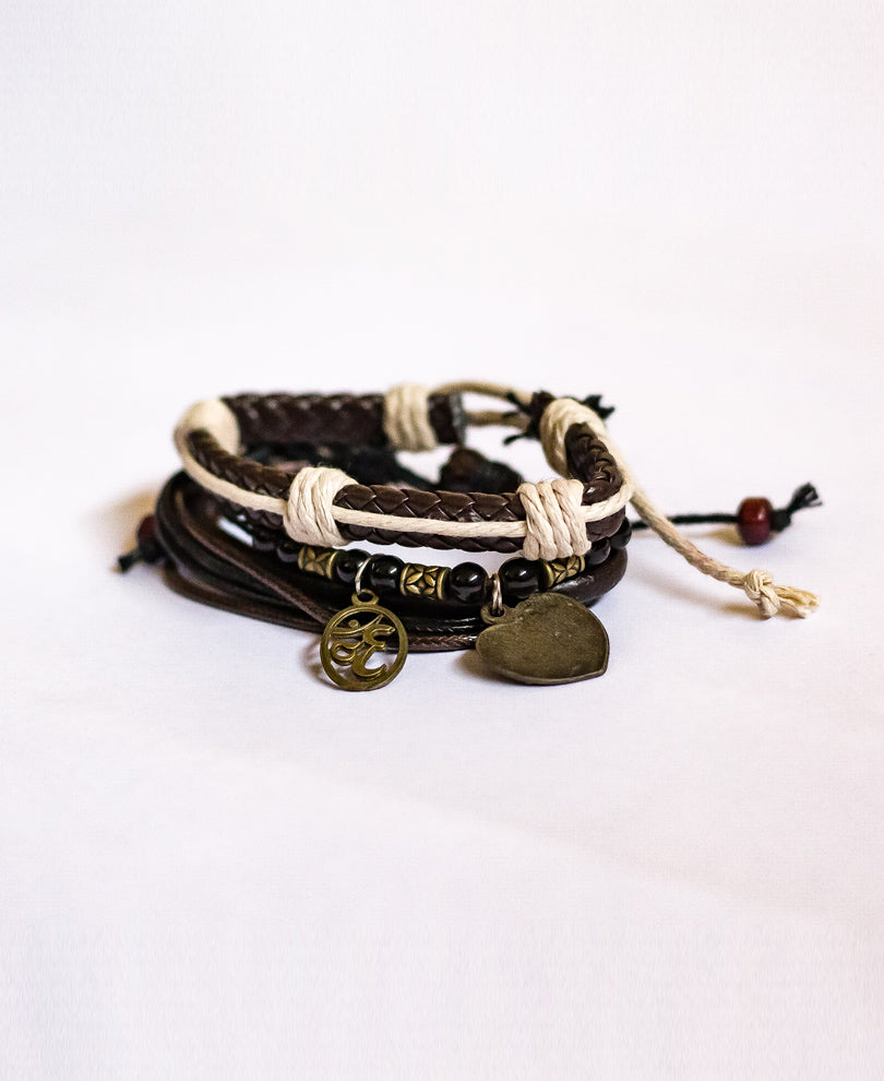 Brown and Cream Mix Wrap Bracelet