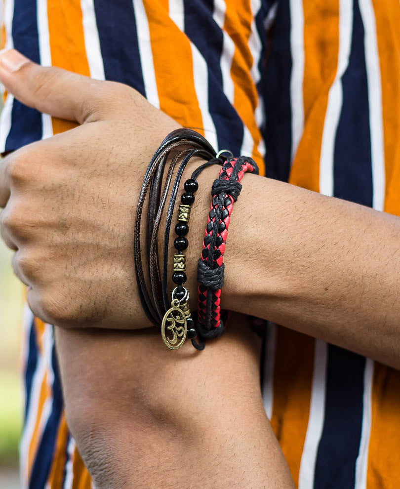 Red and Black Mix Wrap Bracelet
