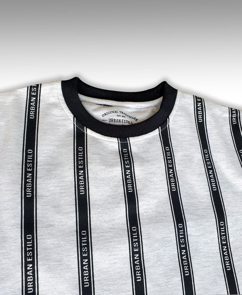 Acro Grey Urban Estilo Stripes Half Sleeves T Shirt
