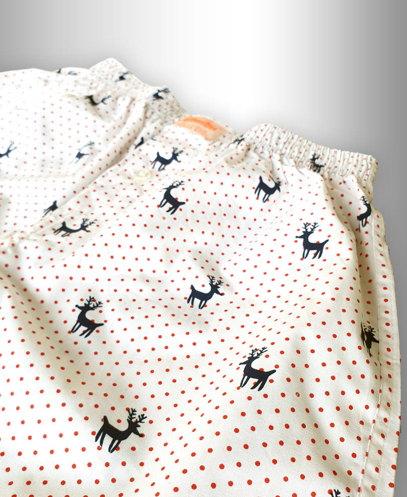 White Deer Print Boxer