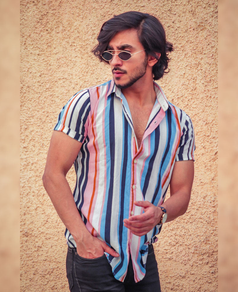 Multi Color Stripes Half Sleeves Shirt