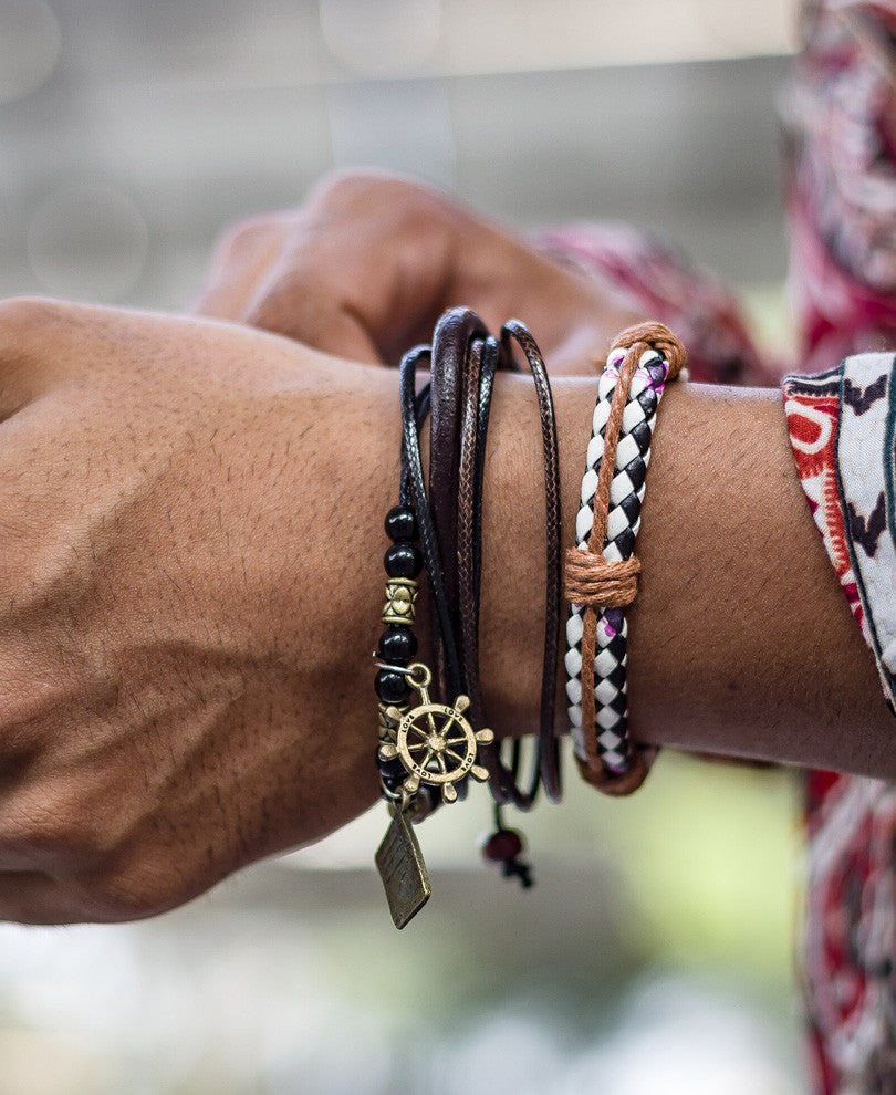 Black and White Mix Wrap Bracelet