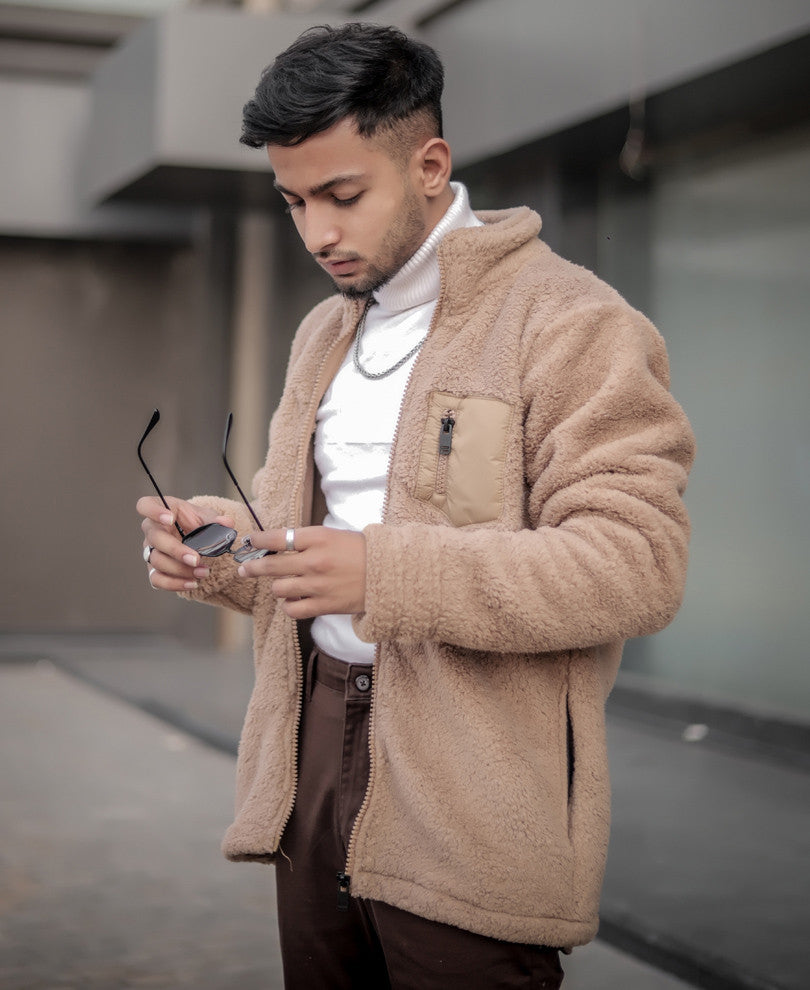 Beige Faux Fur Winter Jacket