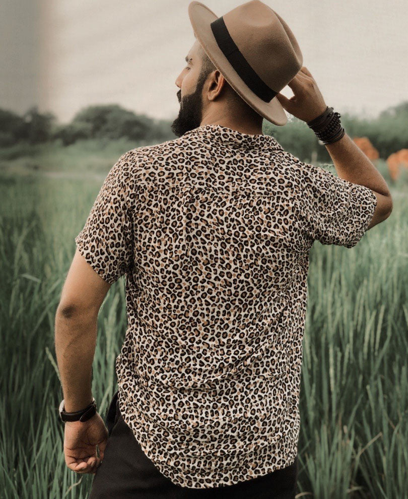 Leopard Printed Half Sleeves Shirt