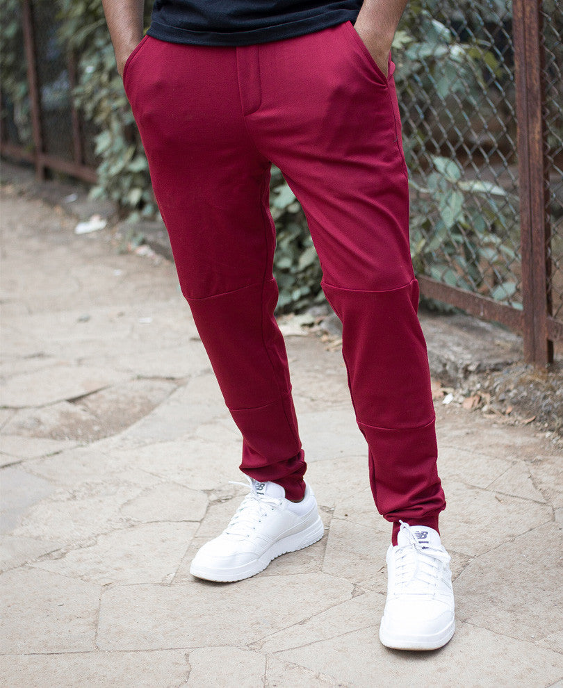 Mens Red Long Side Zip Dri-Fit Track Pant