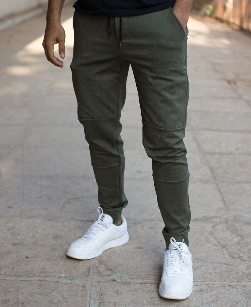 Mens Olive Green Long Side Zip Dri-Fit Track Pant