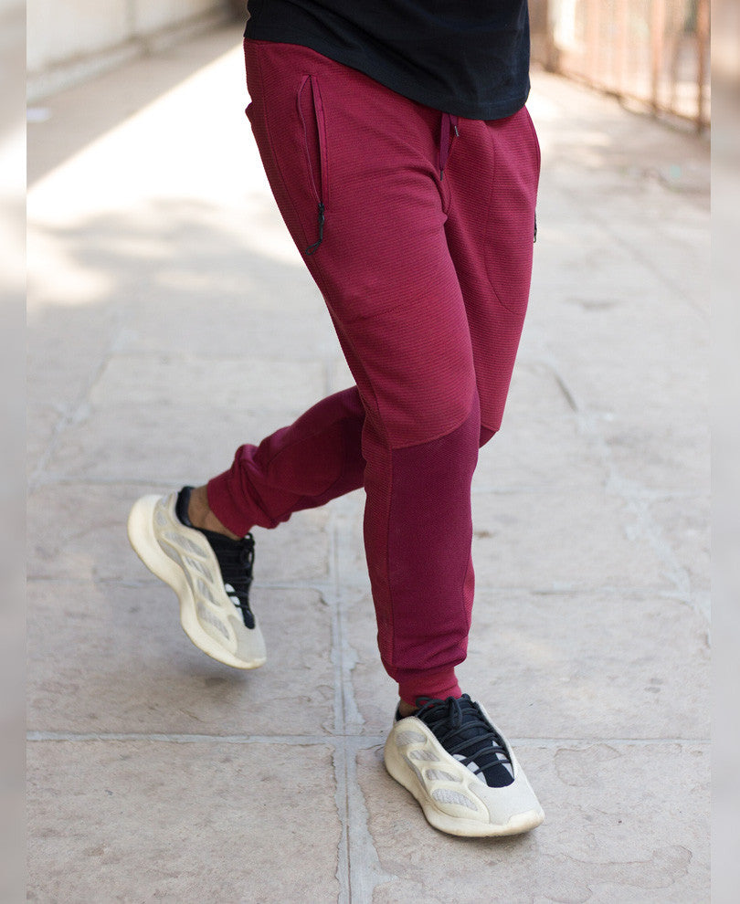 Mens Maroon Biker Joggers