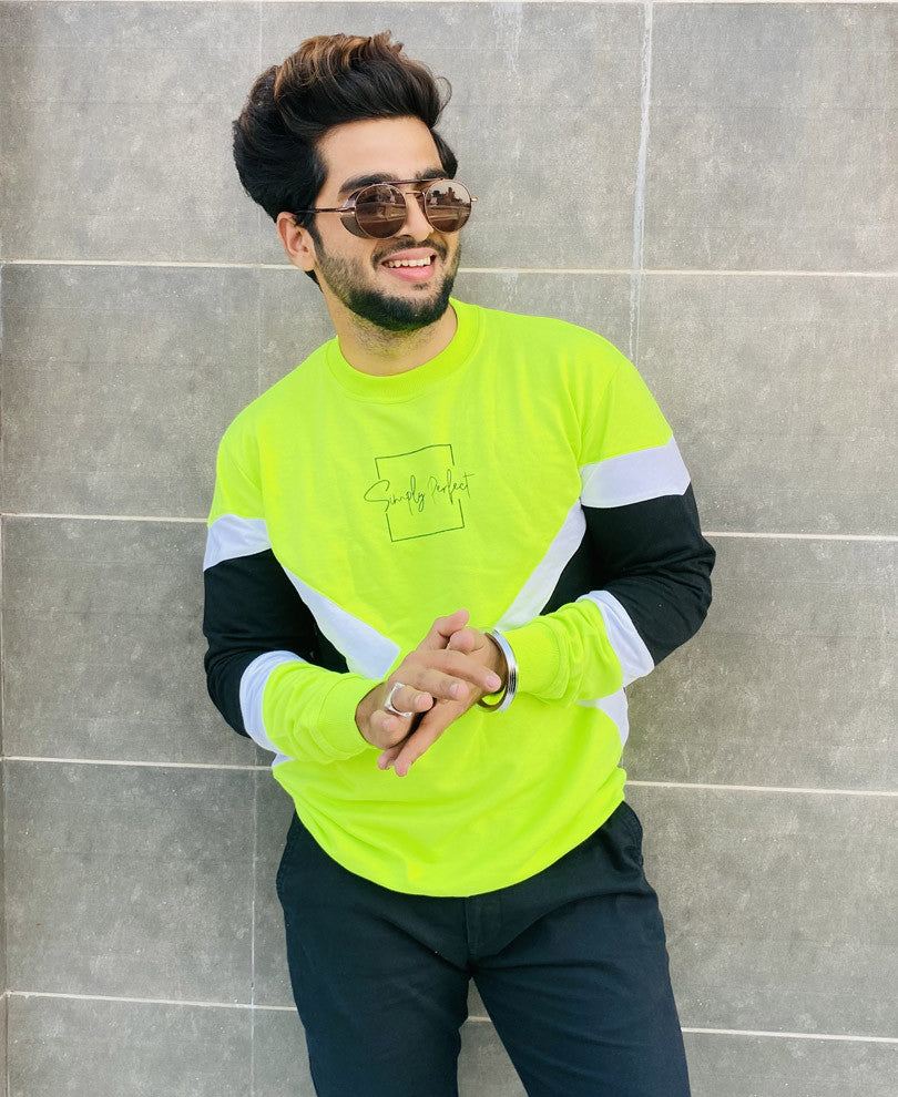 Neon Green Simply Perfect Printed Full Sleeves T Shirt