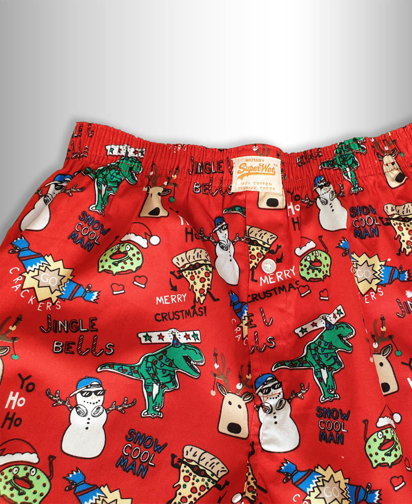 Red Mix Snow Print Boxer