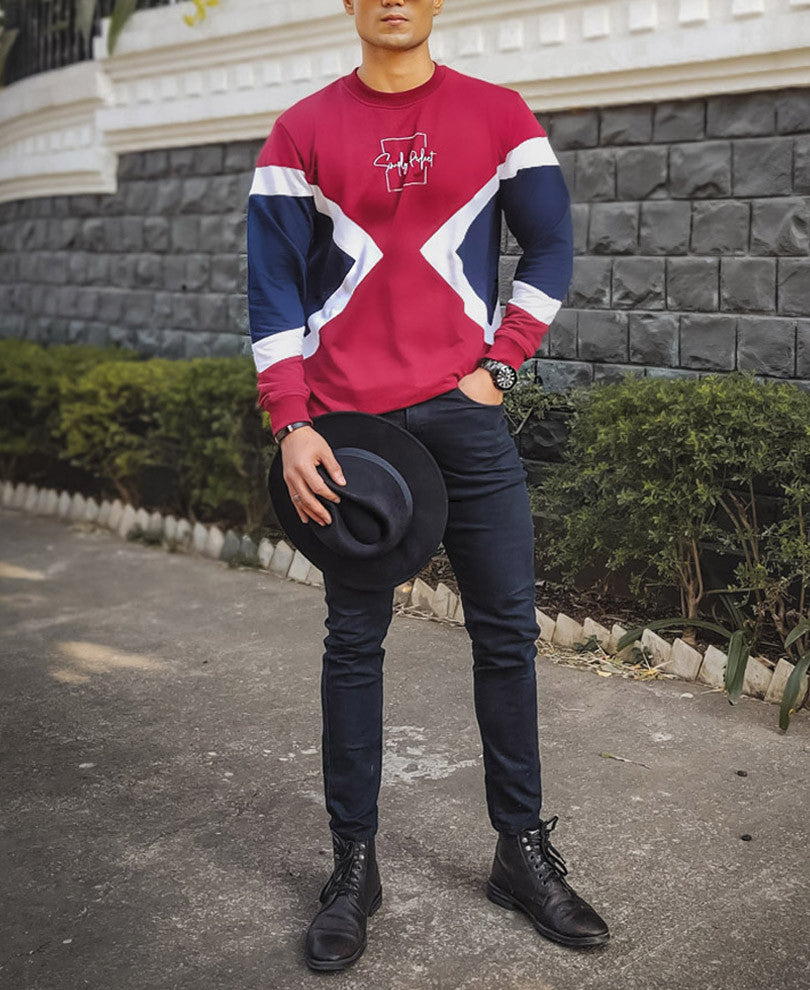 Maroon Simply Perfect Printed Full Sleeves T Shirt