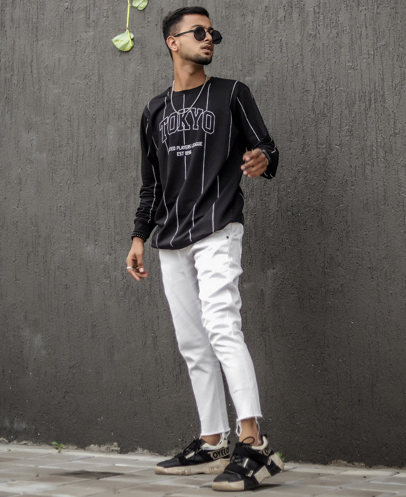 Black Tokyo Print Full Sleeves T Shirt