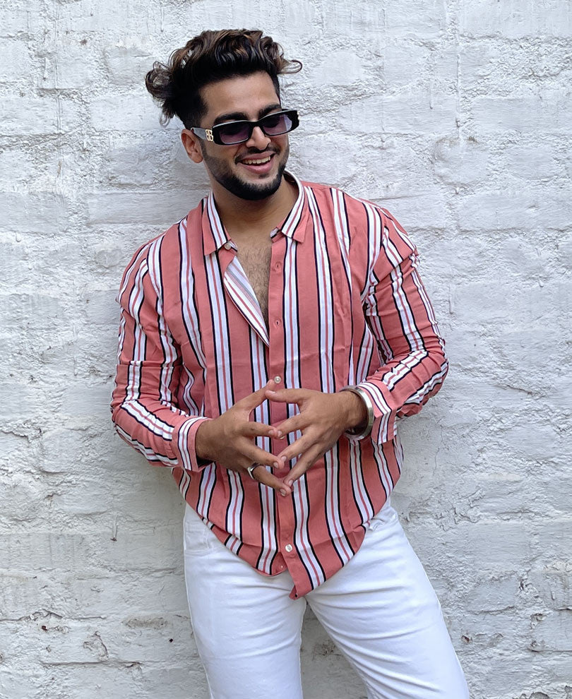 Pink Multiple Stripes Full Sleeves Shirt