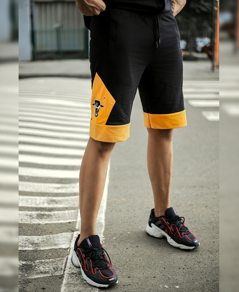 Black and Mustard Bulls Shorts